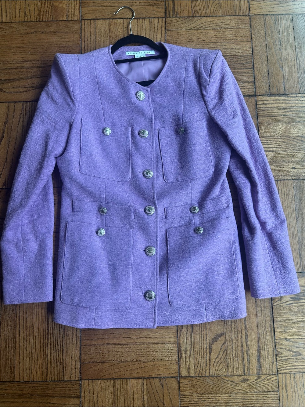 Veronica Beard Lavender Button-Front Tailored Jacket